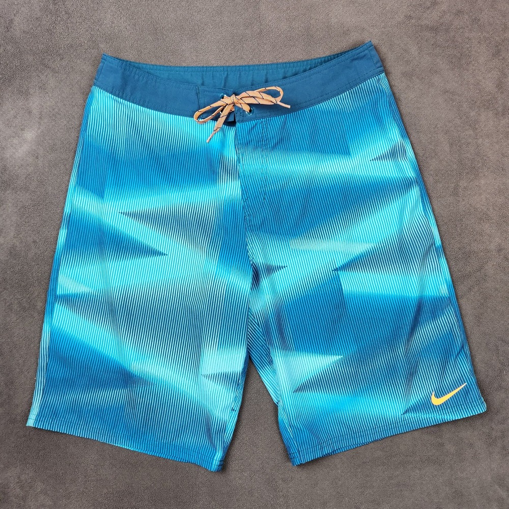 Nike Vapor Board Shorts Mens 32 Medium Blue Stretch Unlined Swim Trunks NESS7459